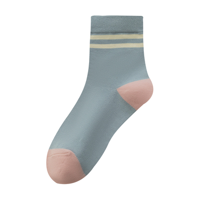 春秋条纹简约防臭中筒袜子女