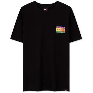 Tommy春夏男装纯棉美式复古街头多彩印花圆领内搭打底短袖T恤上衣