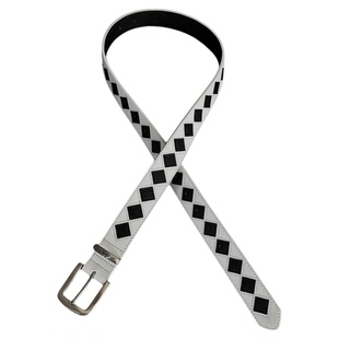 afaaa黑白菱格腰带STU风中古小众百搭穿搭配饰质感皮革棋盘格皮带