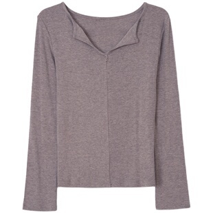 DOROTHY丨V领软薄修身款美雅碧打底衫女内搭秋衣小众百搭长袖上衣