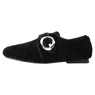 奢暖仙女风！法国柜款羊羔毛一体圆头一字扣平底保暖毛毛鞋KAKA特