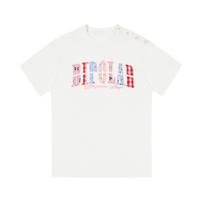 BIPOLAR碎花小猫正肩短袖T恤