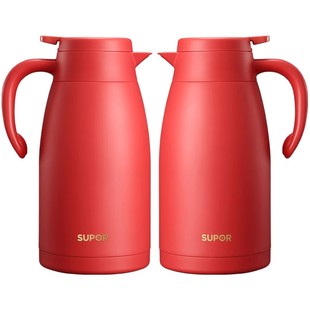 苏泊尔保温壶结婚陪嫁一对不锈钢暖壶红色水壶家用大容量开热水瓶