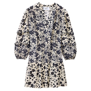 bash春季波西米亚度假风风法式印花连衣裙碎花裙子女短裙1H25MADY