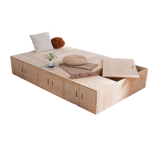 榻榻米木箱拼接床箱定做实木储物柜拼床可坐长方形收纳箱飘窗柜子