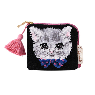 日本进口KAWABE GUGU WORLD猫咪小狗零钱包化妆包钥匙卡片可爱L型