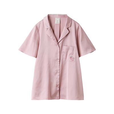 gelatopique缎面草莓刺绣衬衫