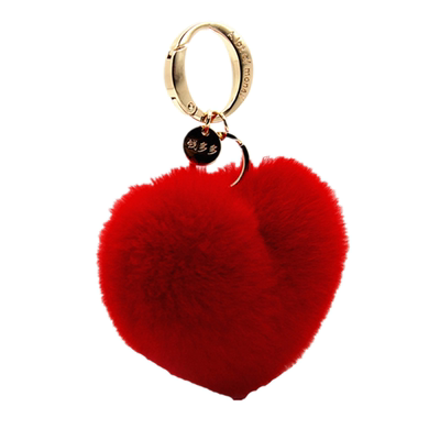 汽车钥匙扣爱心桃心毛绒包节日