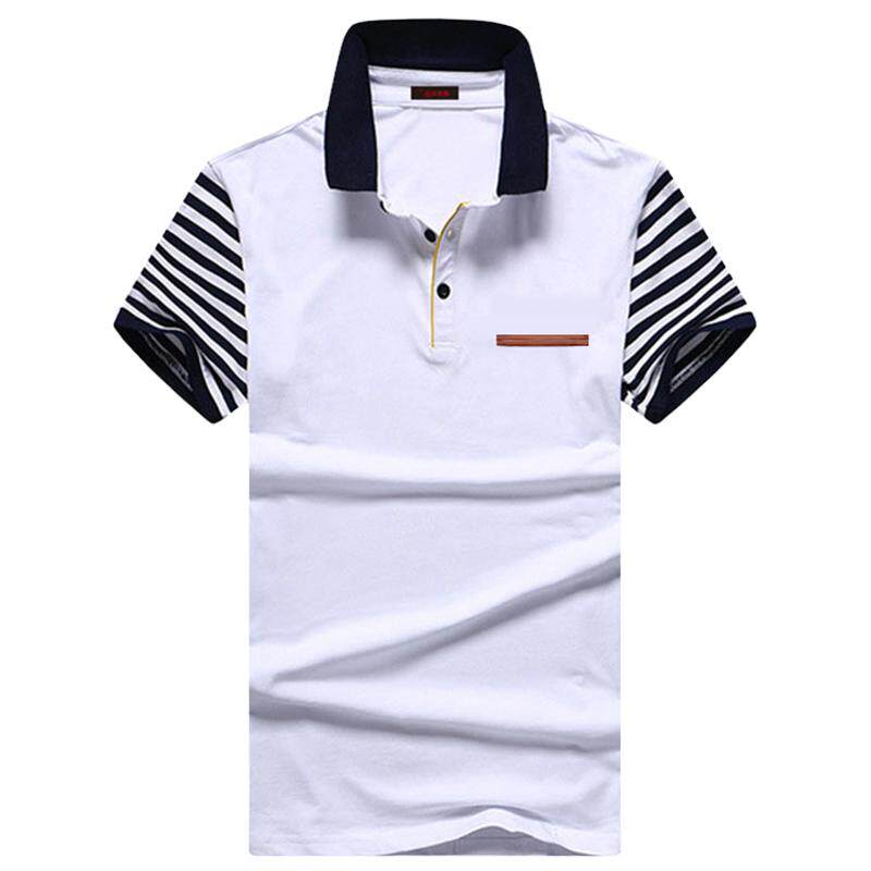 短袖t恤男翻领纯棉修身青年装衣服2025夏季条纹男士POLO衫体恤潮T
