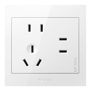 公牛墙壁电源面板7孔86型暗装斜7眼插板二二三插多孔七孔四孔插座