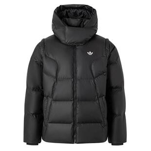 劲浪体育adidas阿迪达斯三叶草运动休闲黑色羽绒服男子外套JW1367