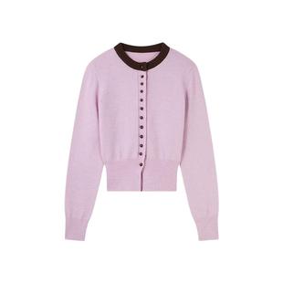 秋水伊人miu系穿搭蓝色针织开衫女2025秋新款女装外搭长袖上衣女