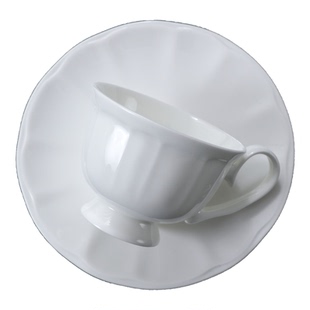 骨瓷纯白咖啡杯子带碟陶瓷家用纯色高档办公咖啡厅拉花拿铁250ml