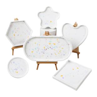 自制水磨石几何形硅胶模具香薰蜡烛杯垫节日手工滴胶石膏水泥托盘