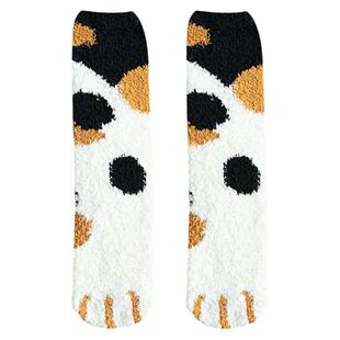 furry福瑞可爱猫爪中筒长地板袜子加绒加厚秋冬室内保暖睡珊瑚绒