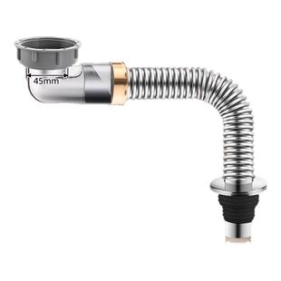 厨房水槽碗池洗菜盆下水管配件45/55/58mm不锈钢排水管道防臭全套