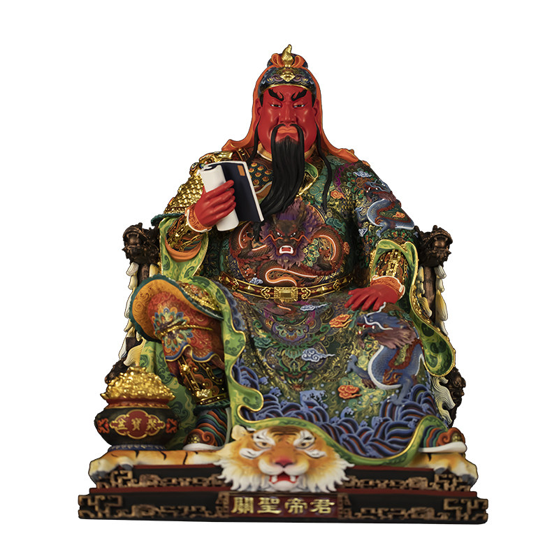 铜极彩坐武财神关公招财神像
