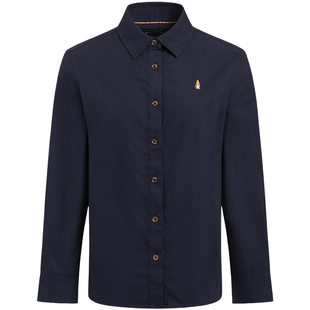 【含羊毛】暇步士女装秋保暖轻磨毛长袖衬衫外穿斜纹棉感休闲衬衣