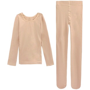 长袖舞蹈服儿童女童肉色打底衣套装春秋冬跳舞练功专用演出紧身衣