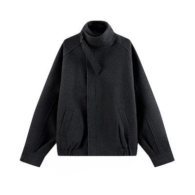 COLN秋冬宽松可翻立领毛呢夹克