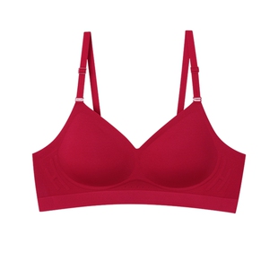 爱美丽夹心软支撑无钢圈薄杯无痕聚拢承托文胸红色本命年内衣女士