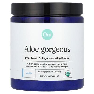 Ora,Aloe Gorgeous，全素胶原蛋白强化粉补充剂，香草，8.47 盎司