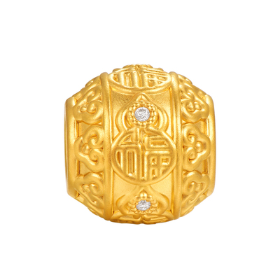 明牌珠宝祥云葫芦硬金转运珠 黄金莫桑钻镶嵌吉祥福禄串珠AFP1245