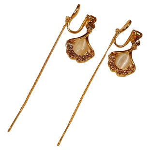 「云扇流光」银杏叶流苏耳环蚊香盘耳夹设计感耳线无耳洞耳钉耳饰