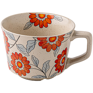 巷子尾〖文艺复古〗高颜值马克杯陶瓷咖啡杯精致花卉拿铁拉花杯子