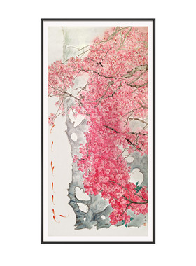 鸿运梅花招财挂画 新中式入户玄关过道花卉图竖款吉祥国风装饰画