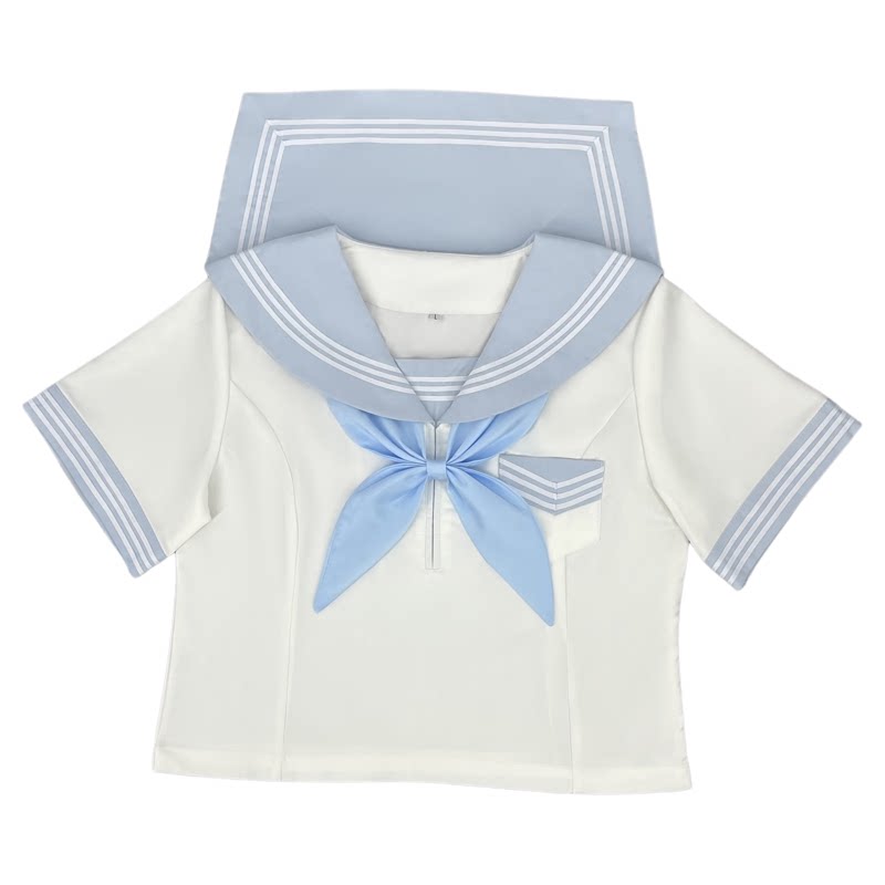 樱奈家水蓝白三本日系清新风JK制服学院风原创半拉链款满襟水手服