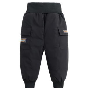 儿童羽绒裤男童女童宝宝冬季加厚保暖外穿中小童高腰工装防水棉裤