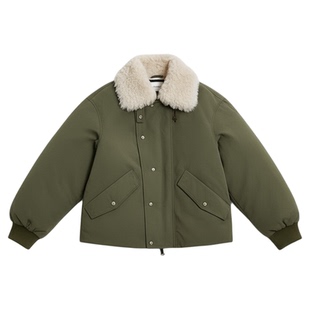 马克华菲翻领羊羔毛派克羽绒服女2025新款冬季保暖复古高级感外套