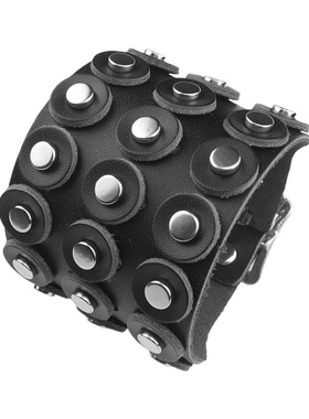 高平圆钉朋克黑柔软圆皮轻巧手链