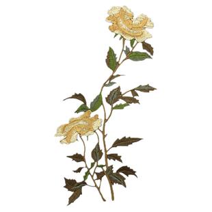 复古黄色玫瑰花刺绣布贴衣服百搭装饰绣花贴DIY花卉背胶补丁贴花