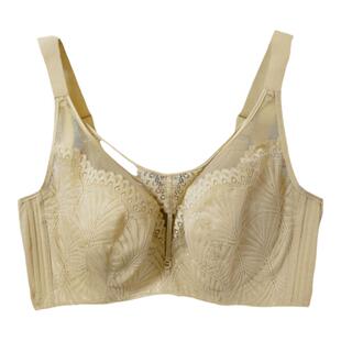 大胸薄款全罩杯性感大胸显小黄色内衣侧收副乳调整定型软钢圈文胸