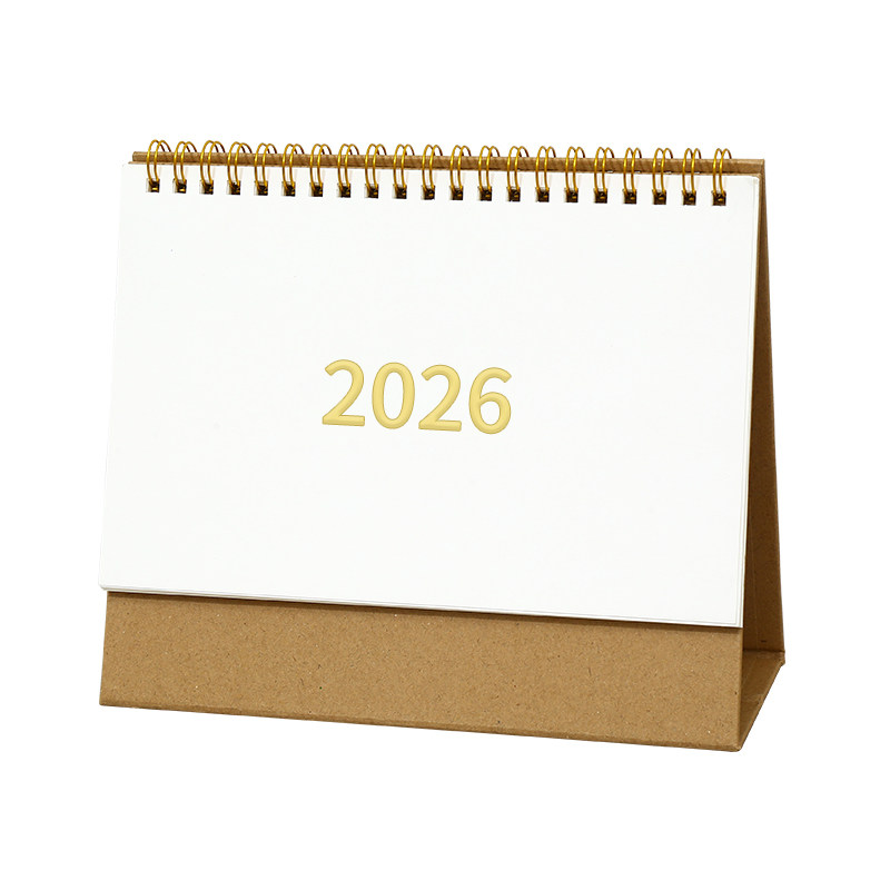 2026年新款无印风台历定制logo简约风翻页日历创意牛皮纸2026年迷你办公桌面摆件复古记事计划本表打卡月历