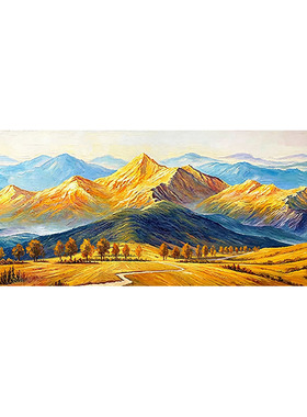 纯手绘现代日照金山客厅油画