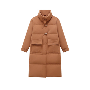 奈格薇儿小个子美拉德羽绒服女冬季2025新款白鸭绒显瘦中长款外套
