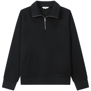 含绵羊毛 BEANPOLE滨波 女拉链翻领松弛感休闲卫衣