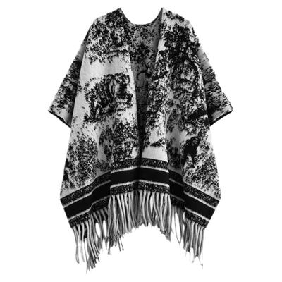 春秋流苏水墨风女百搭保暖披肩