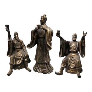 桃园三结义玻璃钢雕塑刘备关羽张飞喝酒结拜雕像仿铜三国人物定制