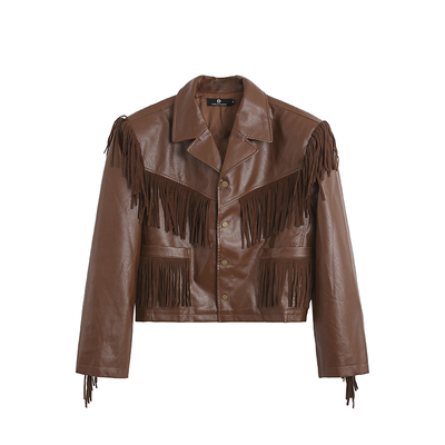 公共电波美式西部复古流苏皮衣