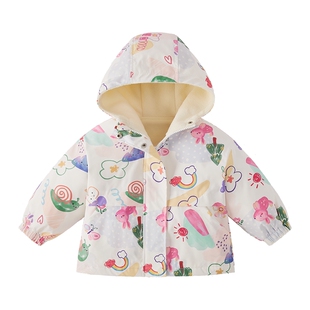 【三防】女童加绒外套儿童保暖上装秋冬新款加厚小宝宝摇粒绒衣服