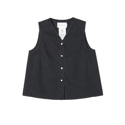 kleeklee环保棉薄牛仔马甲上衣