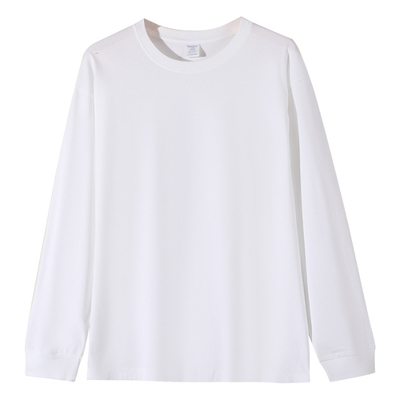 300G重磅纯棉白色长袖T恤男女款