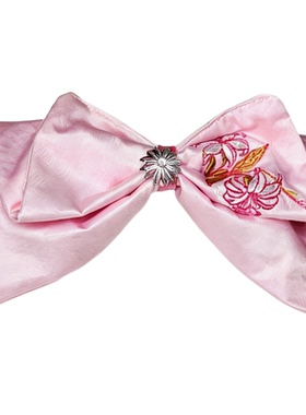 五朵金花新中式刺绣蝴蝶结发夹