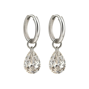 特价!冷清简约透亮白水晶水滴耳环耳扣 无耳洞耳夹