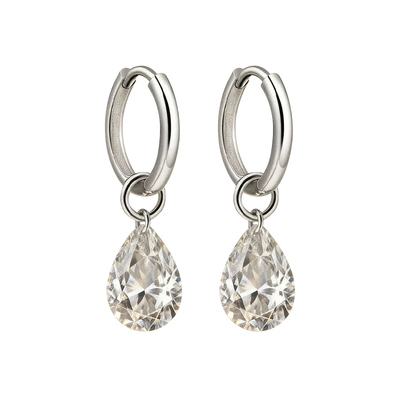 特价！冷清简约透亮白水晶水滴耳环耳扣 无耳洞耳夹