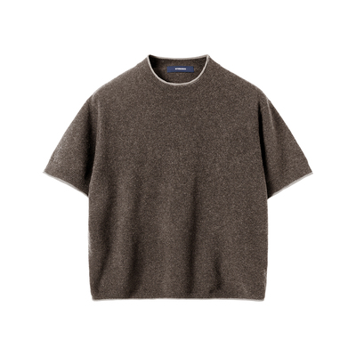 NYHSUGOO南乙100%绵羊毛撞色假两件针织短袖男25186【SOLAR系列】